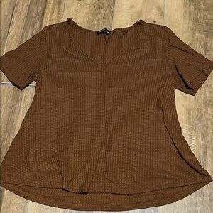 SHEIN Brown Ribbed Fitted Short Sleeve Tee